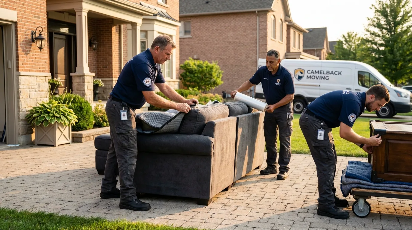 Large estate moving crew wrapping furniture in Batesville, MS