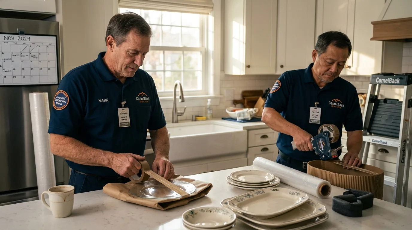 Professional crew packing kitchen dishware in Batesville, MS